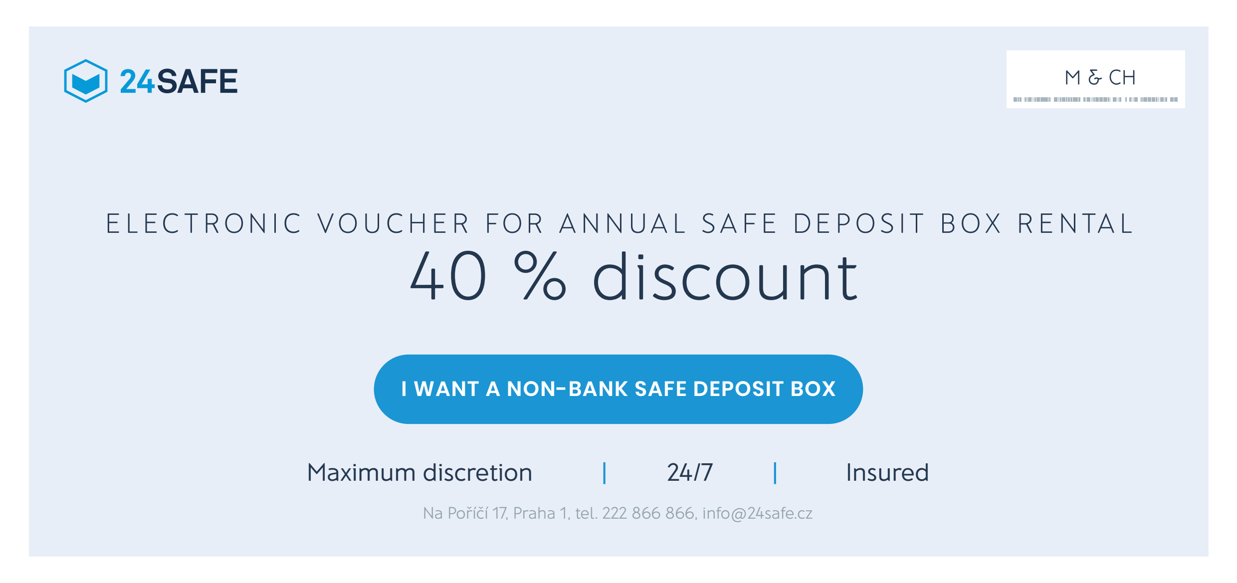 24SAFE and MACHO NUMISMATIC GALLERIES electronic voucher for 40% off an annual safe deposit box rental