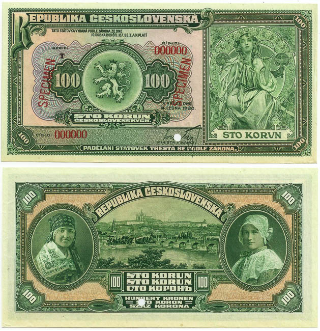 100 Kč 1920 (anulát) - avers