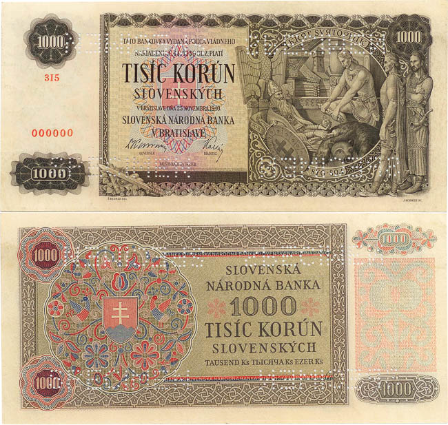 1000 Ks 1940 (bankovní vzor, anulát) - avers