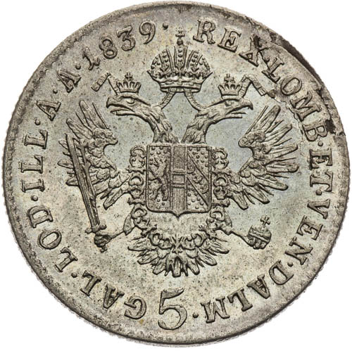 5 Krejcar 1839 - revers