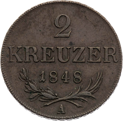 2 Krejcar 1848 - revers