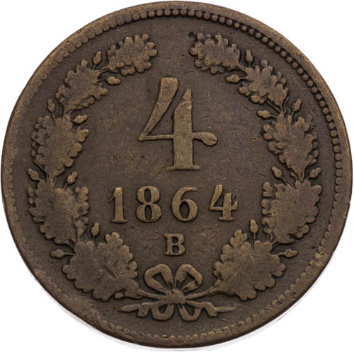 4 Krejcar 1864 (šroubovací) - revers