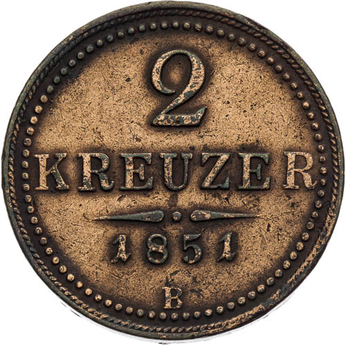 2 Krejcar 1851 - revers