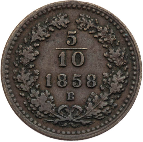 5/10 Krejcar 1858 - revers