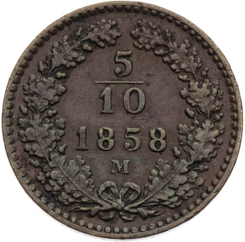 5/10 Krejcar 1858 - revers