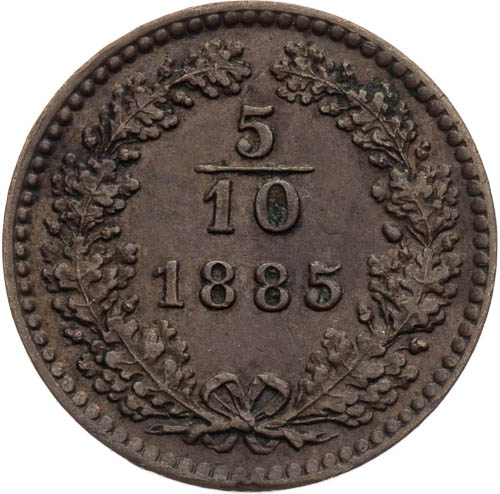 5/10 Krejcar 1885 - revers