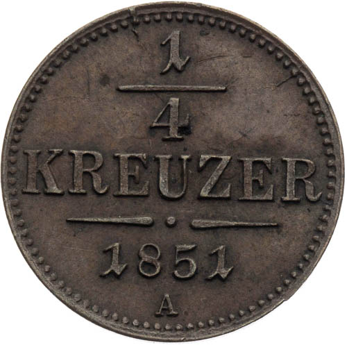1/4 Krejcar 1851 - revers