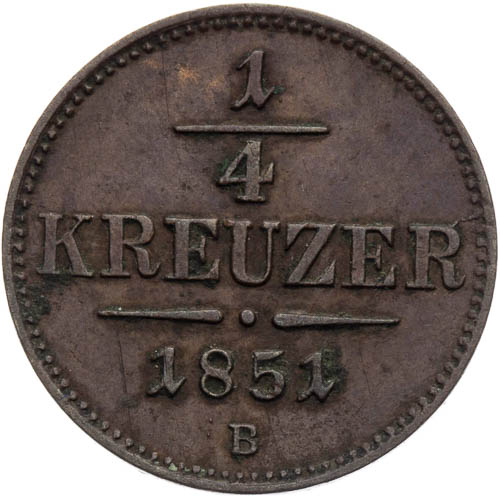 1/4 Krejcar 1851 - revers