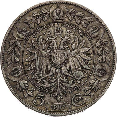 5 Korona 1907 - revers