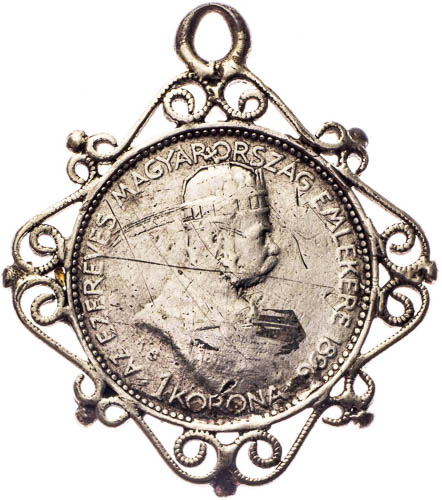 Přívěšek z miléniové koruny 1896 - avers
