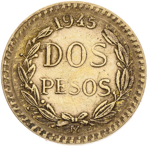 2 Pesos 1945 - back