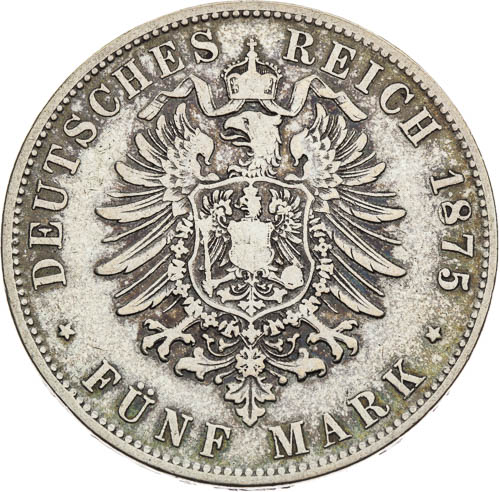 5 Mark 1875 - back
