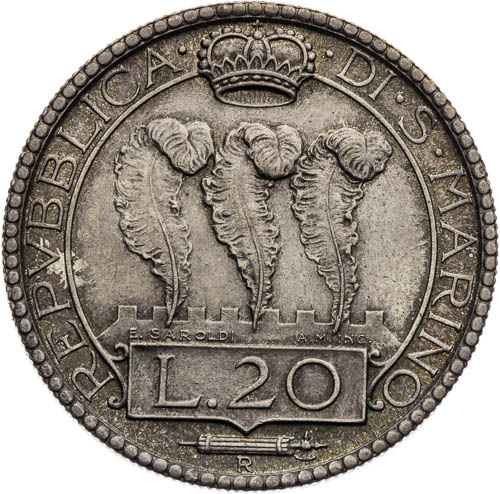 20 Lira 1935 - revers