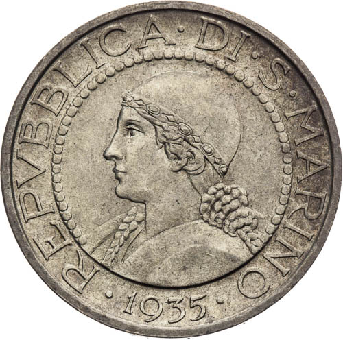 5 Lira 1935 - avers