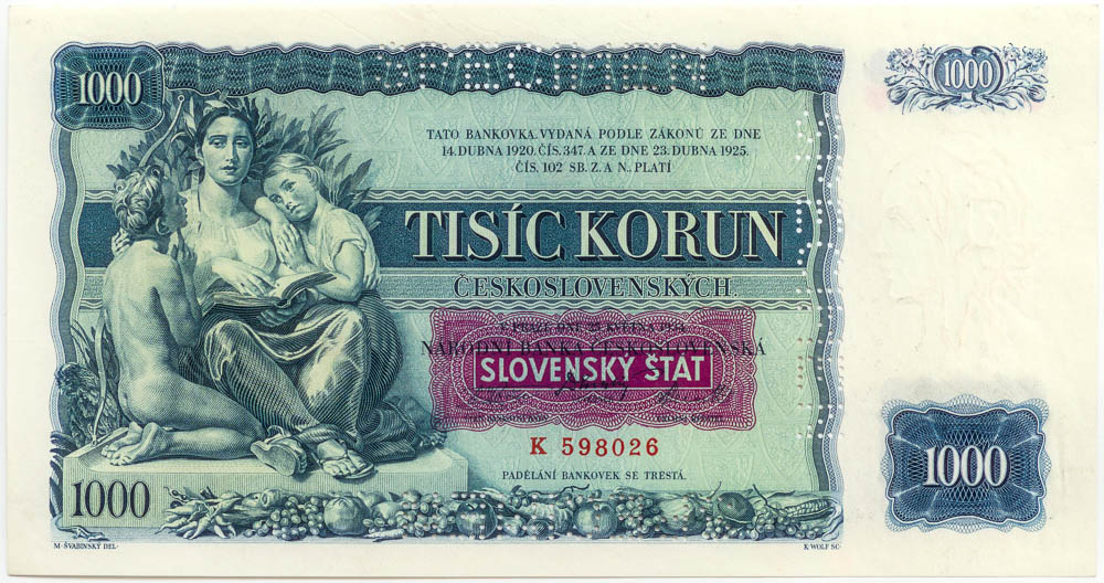 1000 Ks 1934 (bankový vzor) - avers