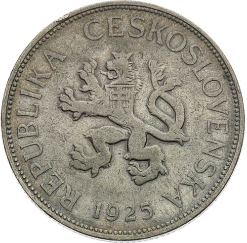 5 Kč 1925  - averz