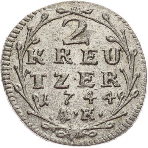 2 Kreutzer 1744 - back