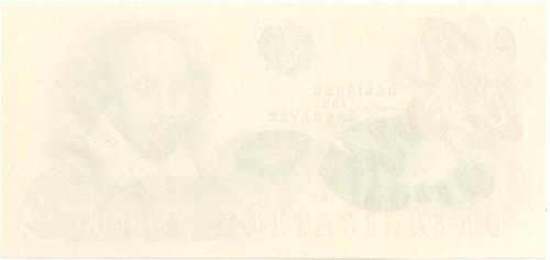 Testovacia bankovka SPECIMEN - skúšobná vzorka - revers