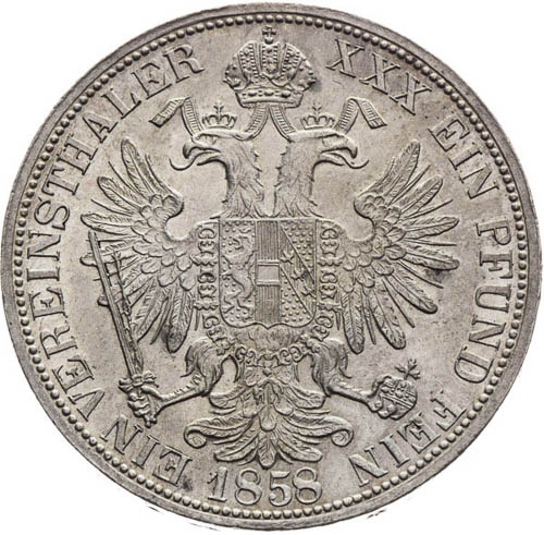 Spolkový Toliar 1858 - reverz