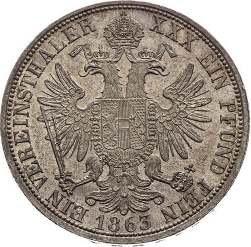 Spolkový Toliar 1863 - reverz
