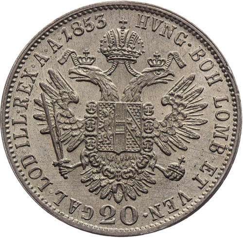 20 Grajciar 1853 - reverz