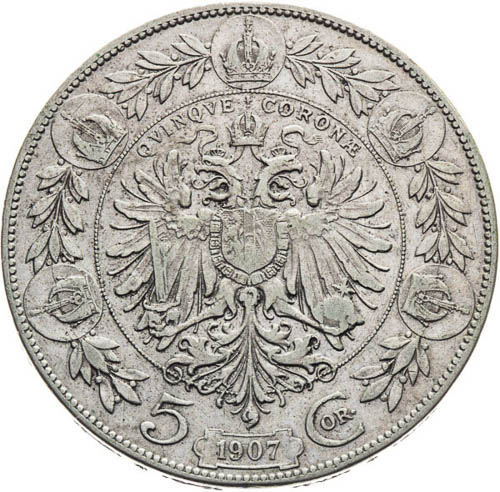 5 Korona 1907 - revers