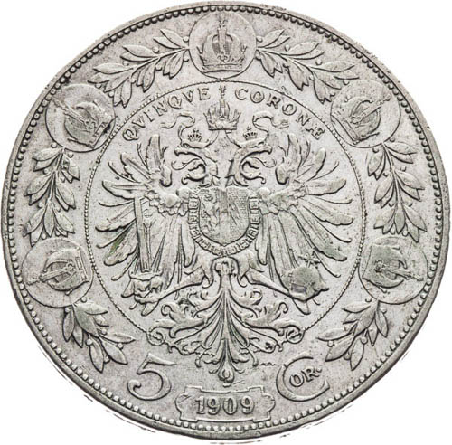 5 Korona 1909 - revers