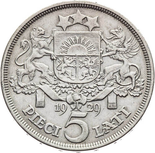 5 Lati 1929 - revers