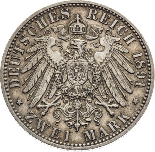 2 Marka 1891 - revers