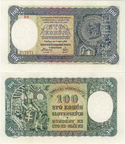 100 Ks 1940 (Bankovní vzor) - avers
