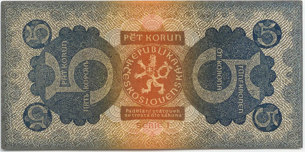 5 Kč 1921 - revers
