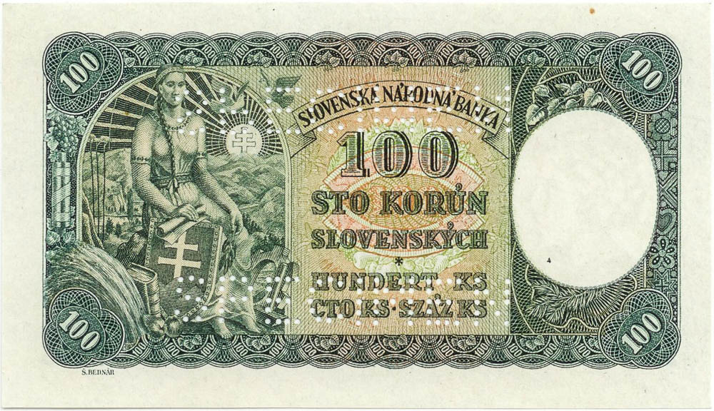 100 Ks 1940 (bankovní vzor) - revers