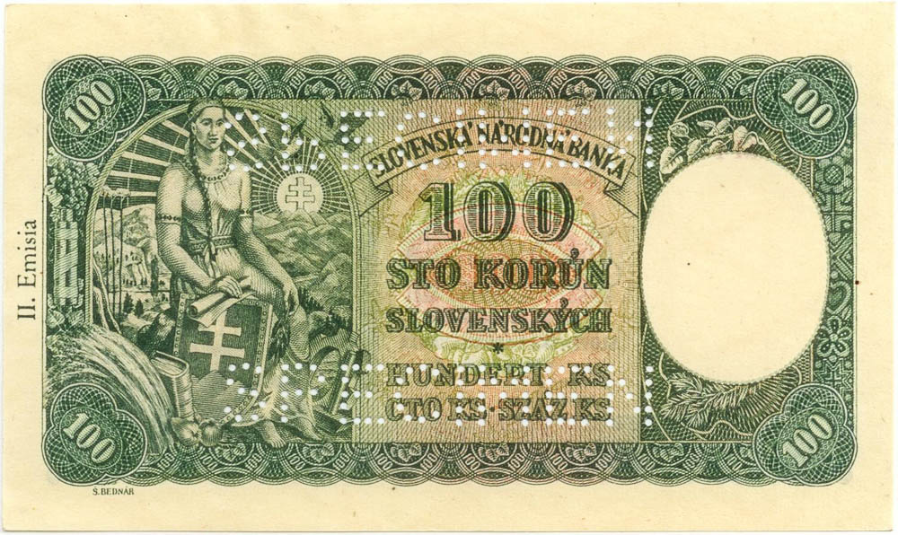 100 Ks 1940 (bankovní vzor) - revers
