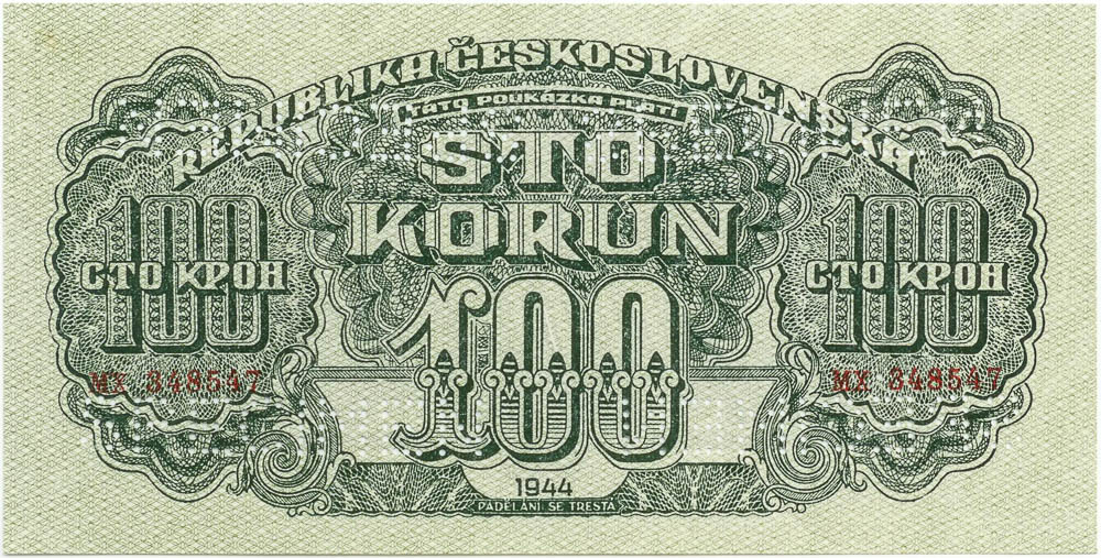 100 Ks 1944 (bankovní vzor) - avers