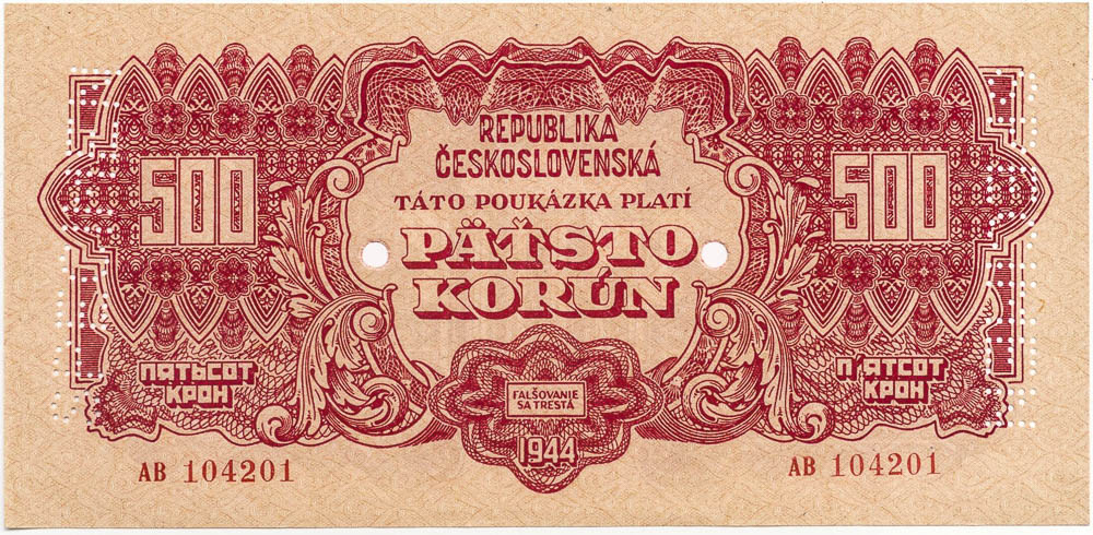 500 K 1944 (bankovní vzor) - avers
