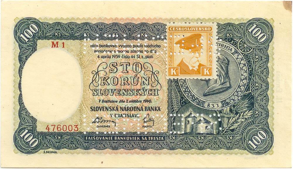 100 Ks 1940 (bankovní vzor) - avers