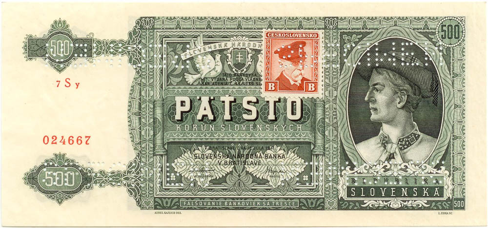 500 Ks 1941 (bankovní vzor) - avers