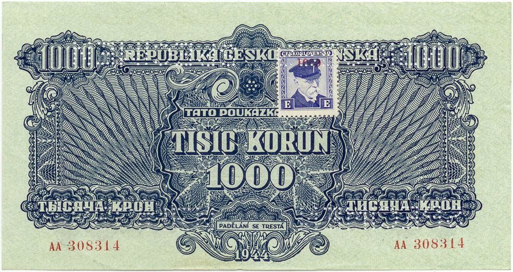 1000 K 1944 (bankovní vzor) - avers
