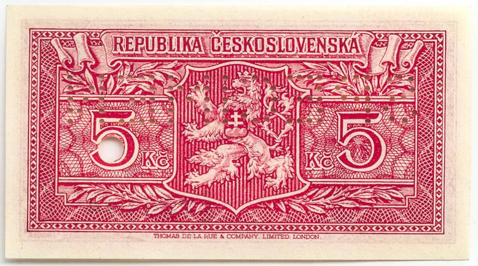 5 Kčs (1945) (bankovní vzor) - revers