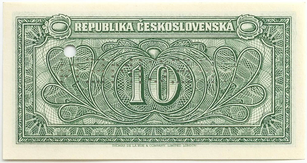 10 Kčs (1945) (bankovní vzor) - revers