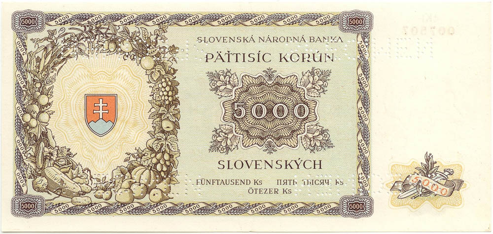 5000 Ks 1944 (bankovní vzor) - revers