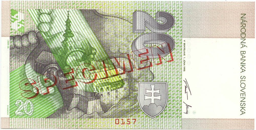 20 Sk 1995 (bankovní vzor, anulát) - revers