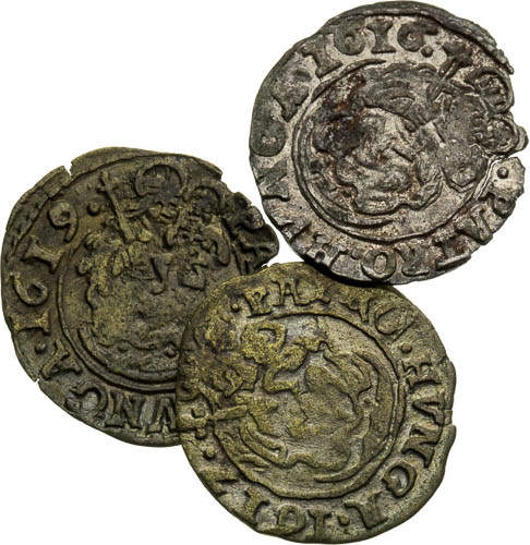 Denar 1616, 1617, 1619 (3 pcs) - back