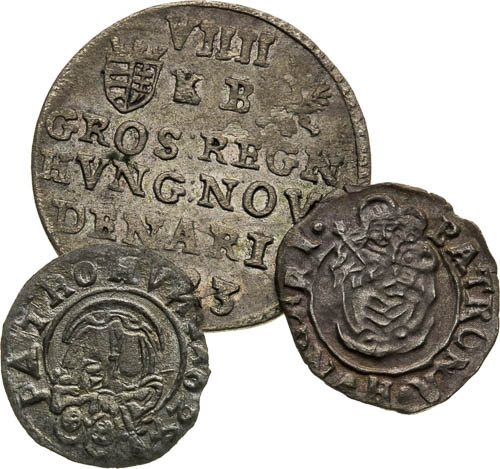 Groschen (to 9 Denars) 1623, Denar 1624, Denar 1630 (3 pcs) - back