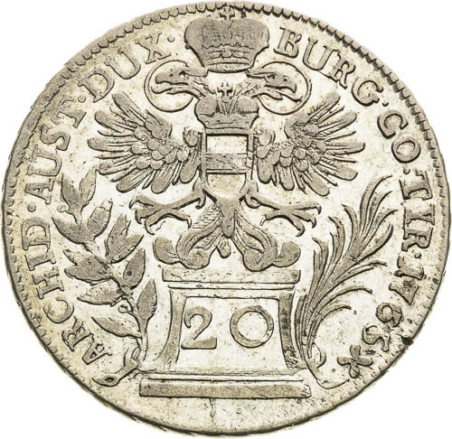 20 Grajciar 1765 - reverz
