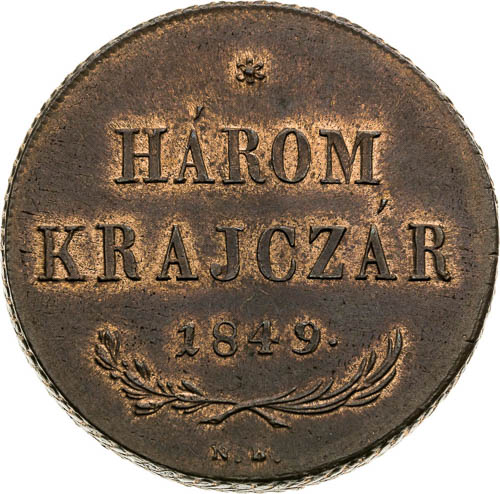 3 Grajciar 1849 - reverz