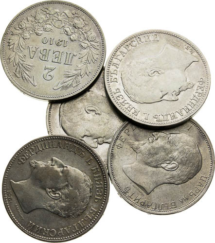 2 Leva 1891, 1891, 1910, 1912, 1913 (5 ks) - reverz