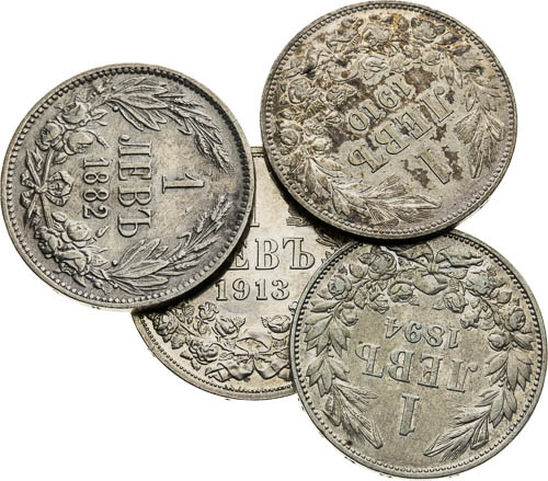 1 Leva 1882, 1894, 1910, 1913 (4 ks) - reverz