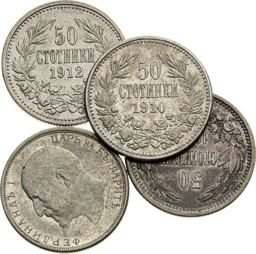 50 Stotinka 1883, 1910, 1912, 1913 (4 ks) - reverz