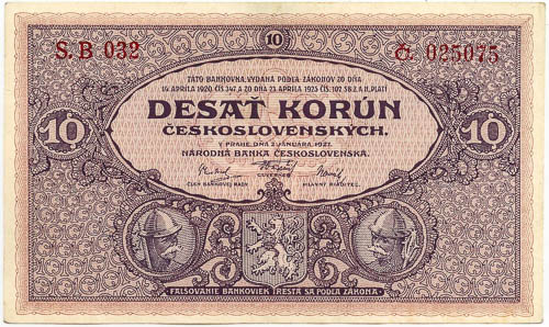 10 Koruna 1927 - front